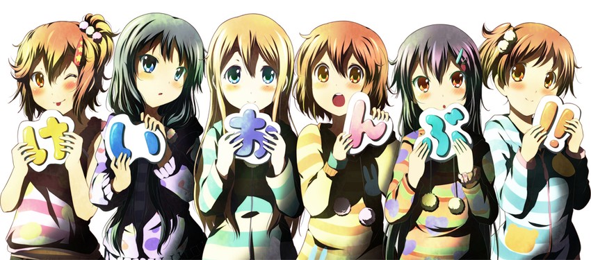 akiyama mio, nakano azusa, hirasawa yui, tainaka ritsu, kotobuki tsumugi, and 1 more (k-on!) drawn by na!_(na'mr)