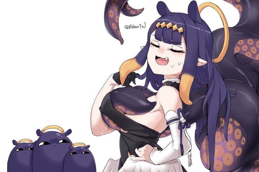 ninomae ina'nis and takodachi (hololive and 1 more) drawn by bidortw