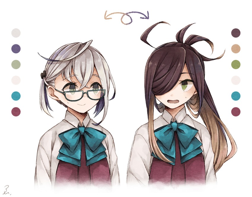 asashimo and okinami (kantai collection) drawn by miroku_san-ju