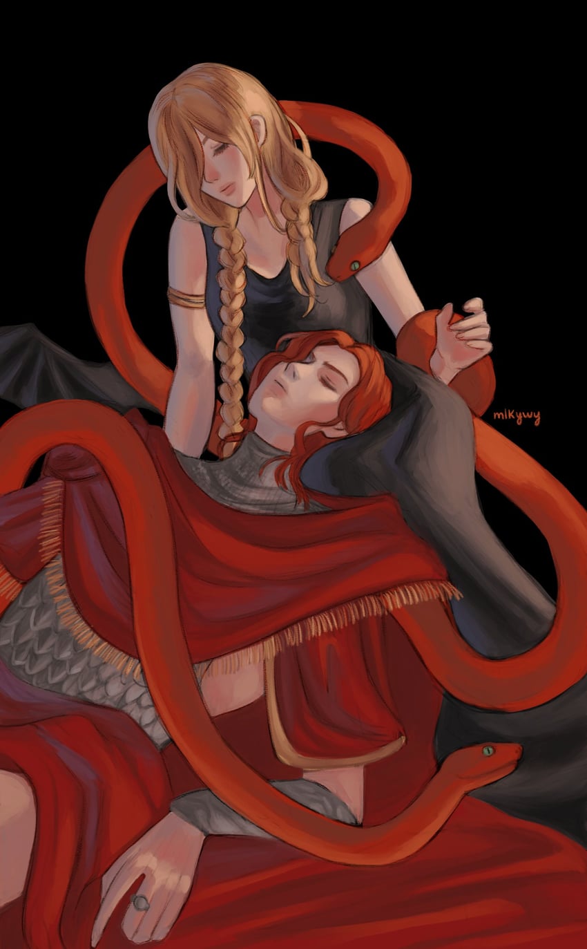 queen marika the eternal and messmer the impaler (elden ring and 1 more) drawn by mlkywy