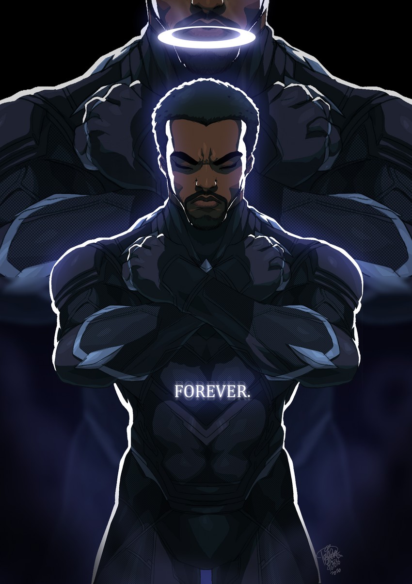 black panther, t'challa, and chadwick boseman (marvel and 2 more) drawn by tovio_rogers