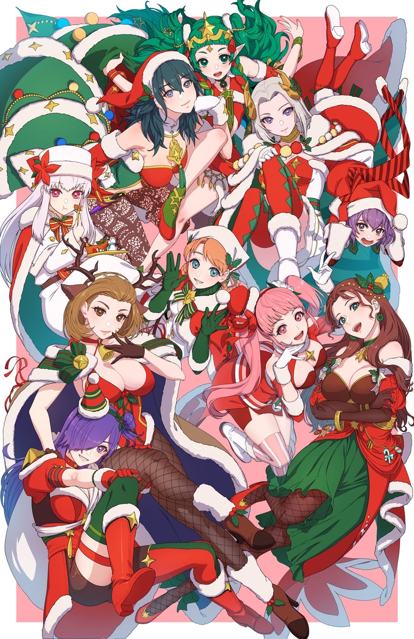 female byleth, edelgard von hresvelg, hilda valentine goneril, lysithea von ordelia, dorothea arnault, and 5 more (fire emblem and 3 more) drawn by aduti_momoyama