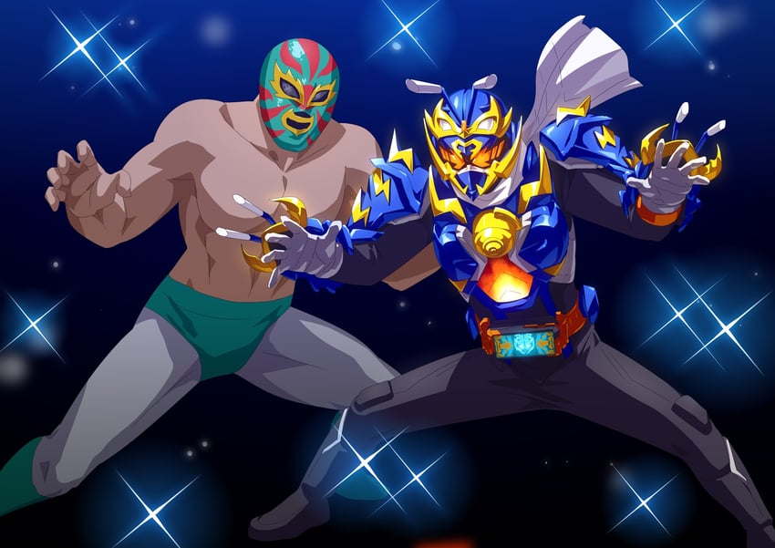 kamen rider gotchard and wrestling g (kamen rider and 1 more) drawn by otokamu