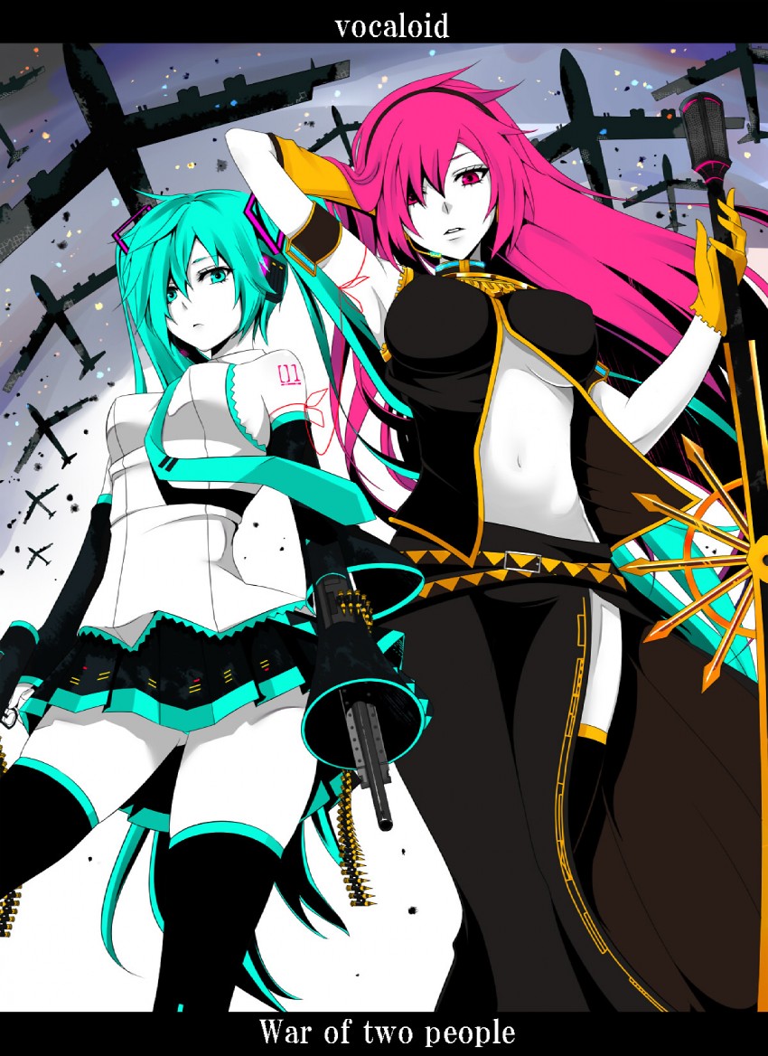 hatsune miku and megurine luka (vocaloid and 1 more) drawn by nuko_(mikupantu)