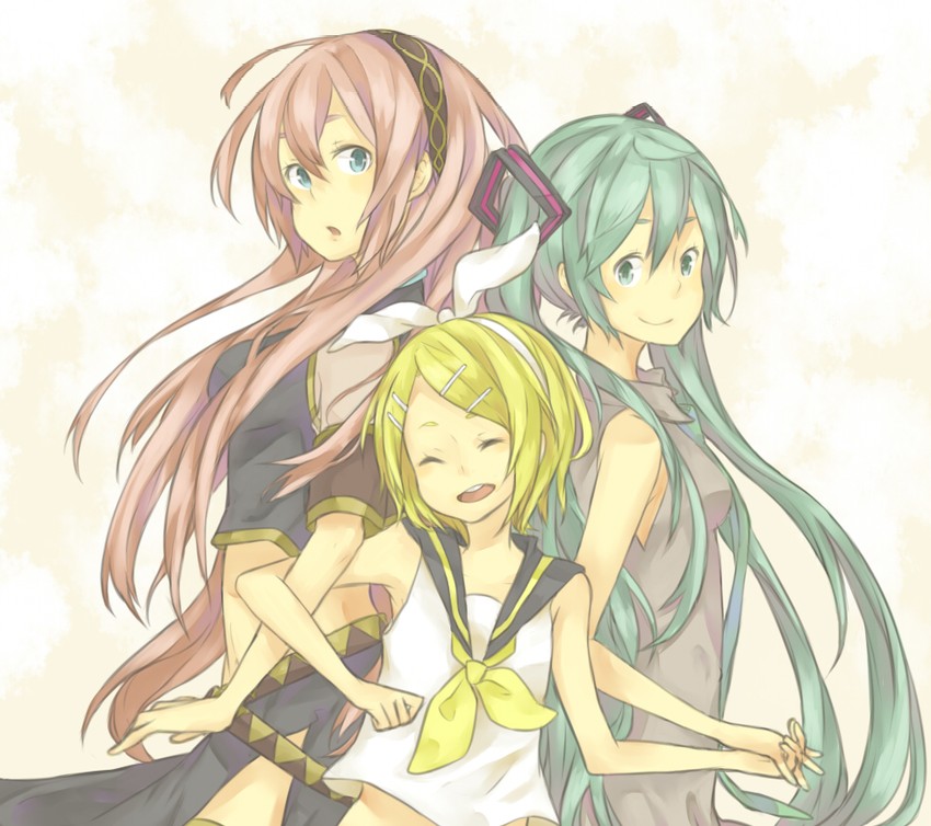 hatsune miku, kagamine rin, and megurine luka (vocaloid) drawn by chip-chop