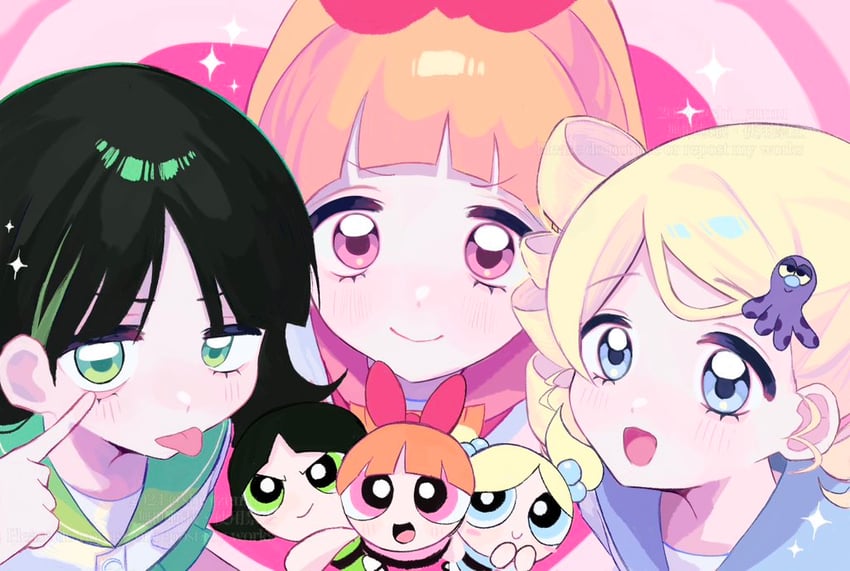 buttercup, blossom, and bubbles (powerpuff girls) drawn by shizumu_(shi_zumu)