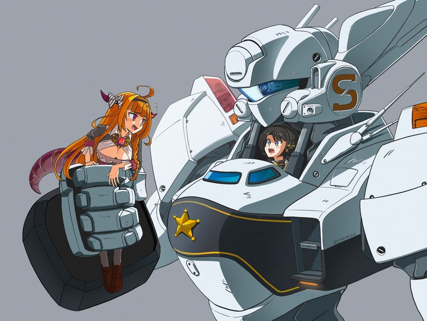oozora subaru, kiryu coco, and av-98 ingram (hololive and 1 more) drawn by nyaring943