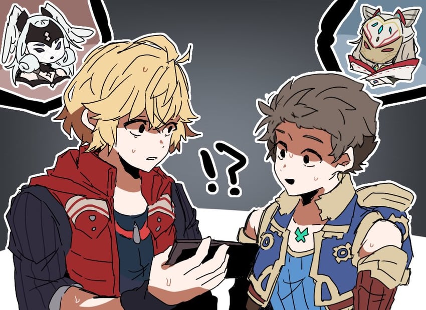 nia, rex, melia antiqua, and shulk (xenoblade chronicles and 4 more) drawn by mugimugis