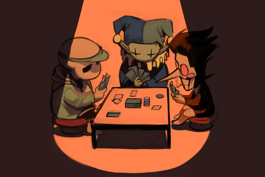 sans, spamton g. spamton, and jevil (deltarune) drawn by minominoks
