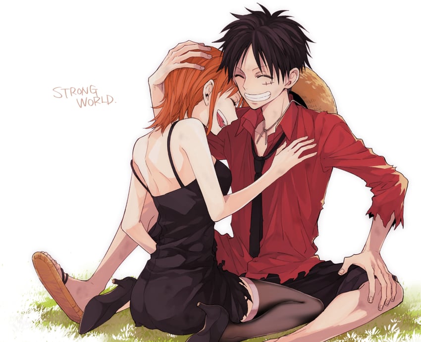 nami and monkey d. luffy (one piece and 1 more) drawn by hoyano_(maimai)