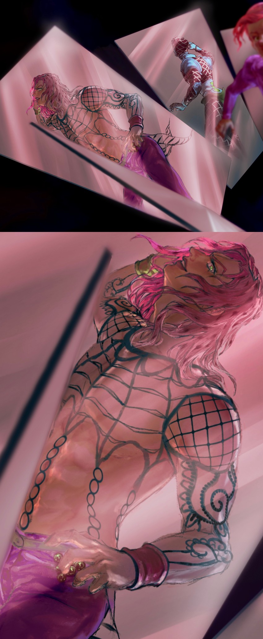 diavolo, vinegar doppio, and king crimson (jojo no kimyou na bouken and 1 more) drawn by vesta_zc