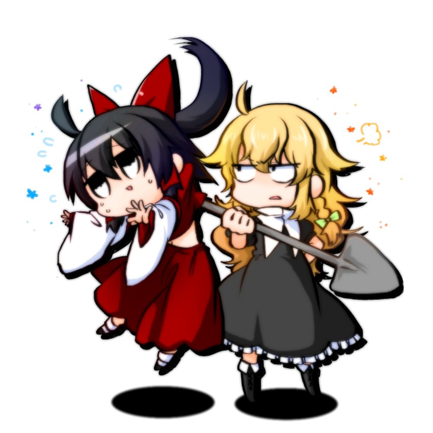 hakurei reimu and kirisame marisa (touhou) drawn by senmitu3/1000