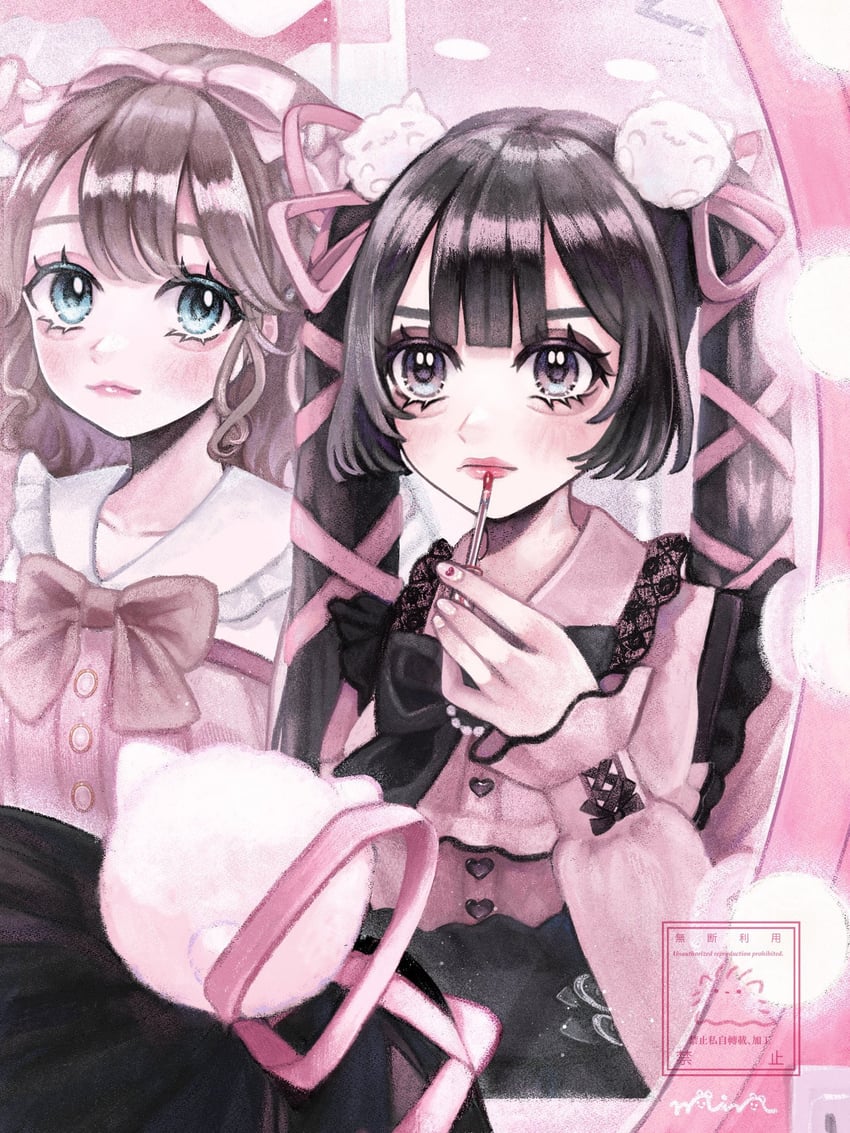 akiyama syu and amanogawa himeno (original) drawn by min_(mts2314)
