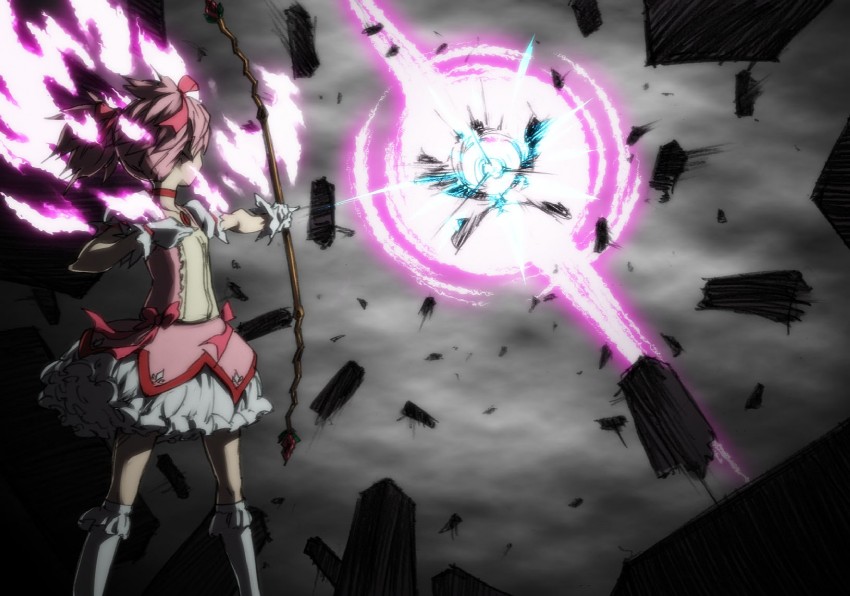 kaname madoka and walpurgisnacht (mahou shoujo madoka magica) drawn by yanushi