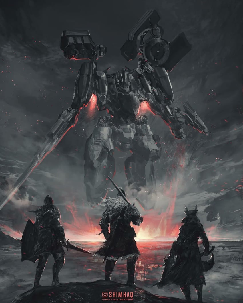 tarnished, hunter, bloody wolf, chosen undead, and nightfall (elden ring and 5 more) drawn by shimhaq