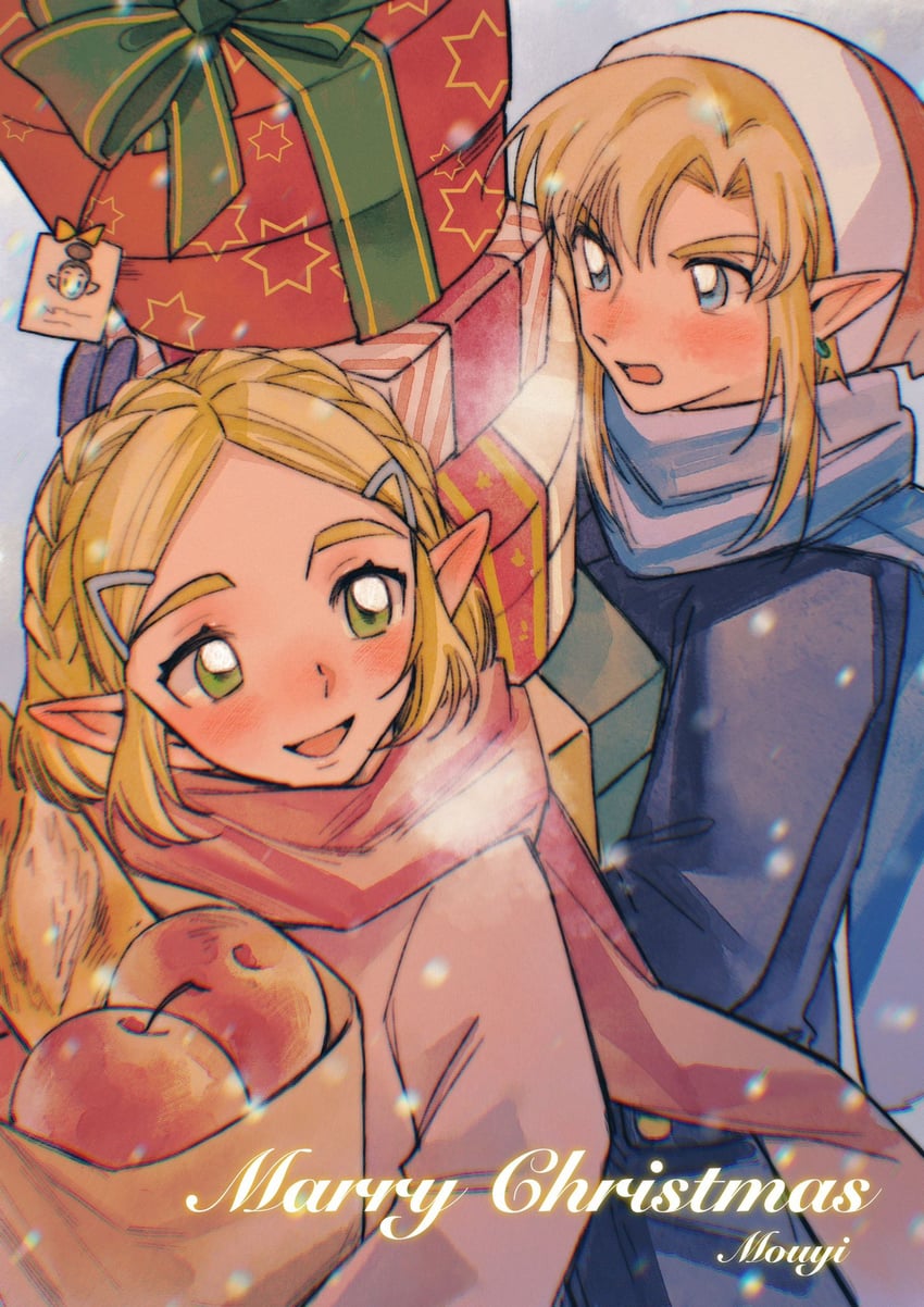 link and princess zelda (the legend of zelda and 1 more) drawn by mouyi