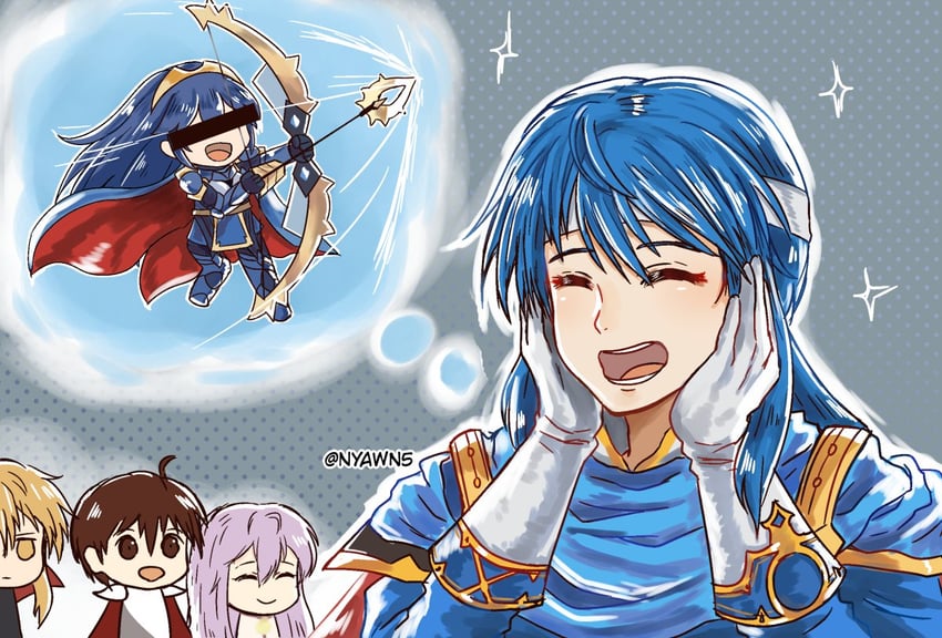 lucina, seliph, julia, leif, and ares (fire emblem and 3 more) drawn by nyawn5