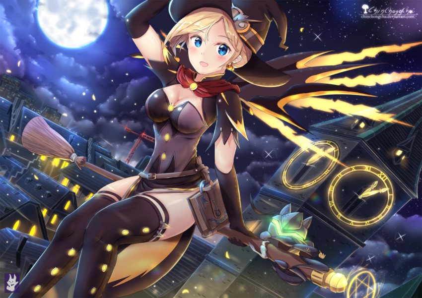 mercy and witch mercy (overwatch and 1 more) drawn by chinchongcha