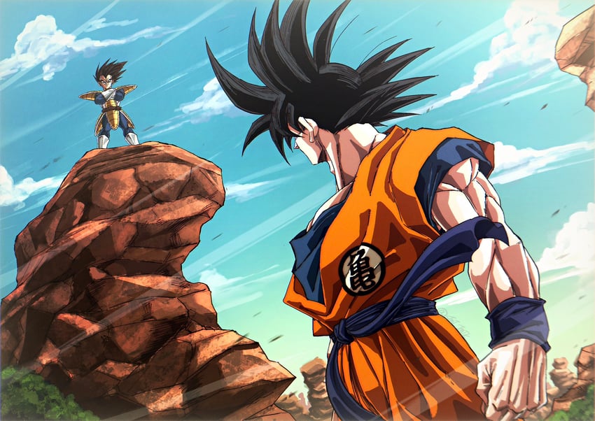 son goku and vegeta (dragon ball and 1 more) drawn by stmt_tmtk