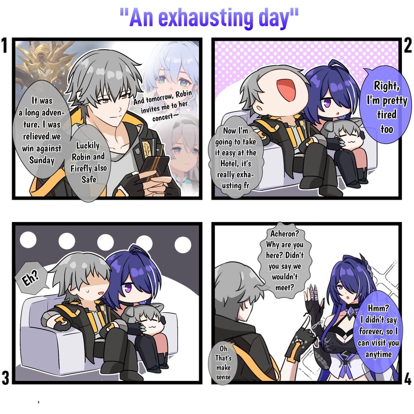 trailblazer, firefly, acheron, caelus, robin, and 1 more (honkai and 1 more) drawn by kulojawa