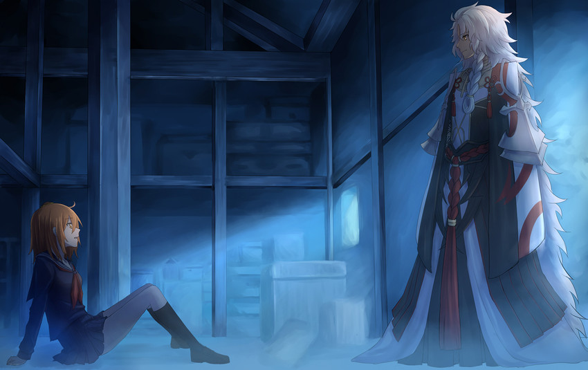 fujimaru ritsuka and solomon (fate and 2 more) drawn by momokitty