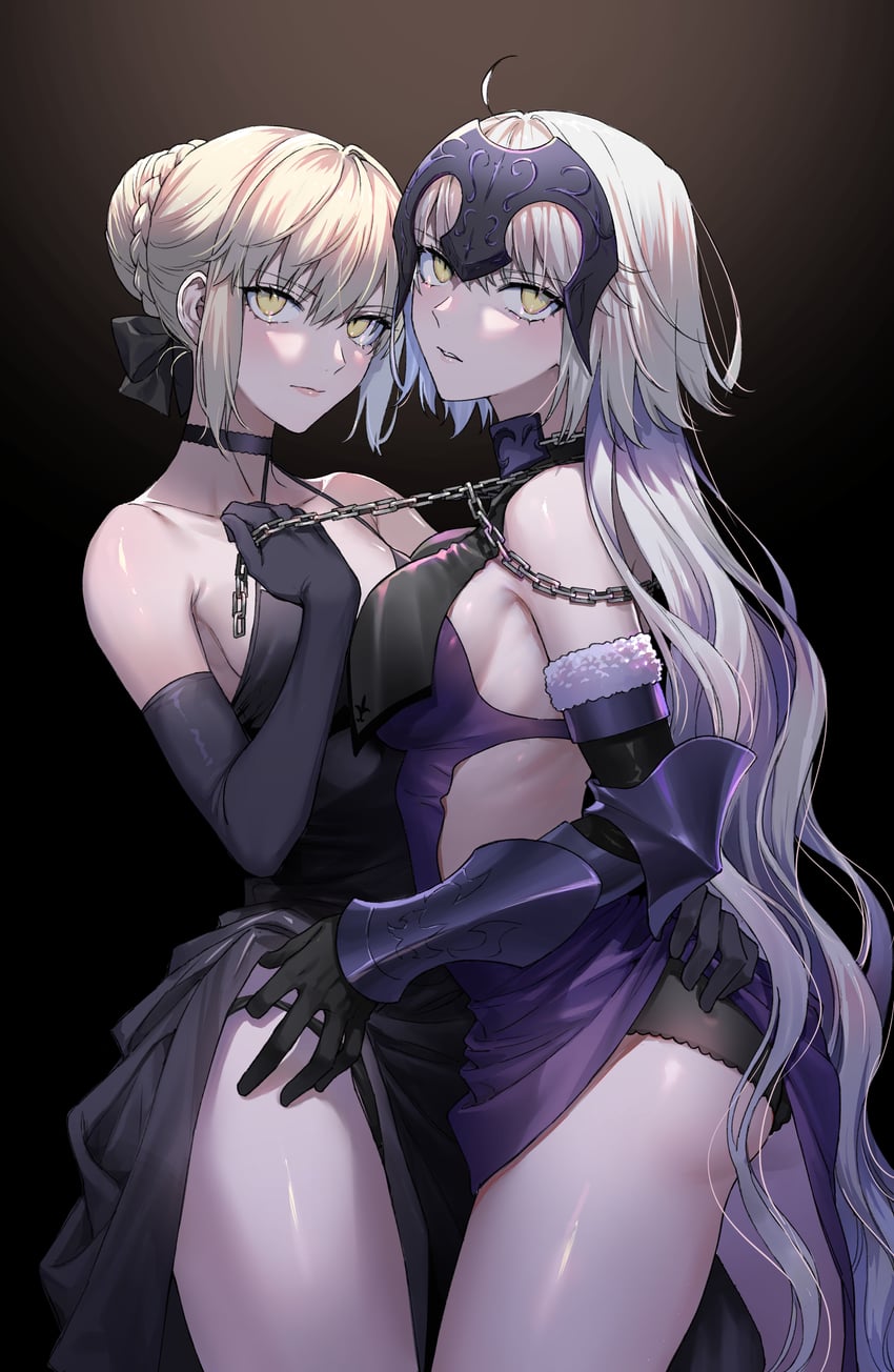artoria pendragon, saber alter, and jeanne d'arc alter (fate and 1 more) drawn by nipi27