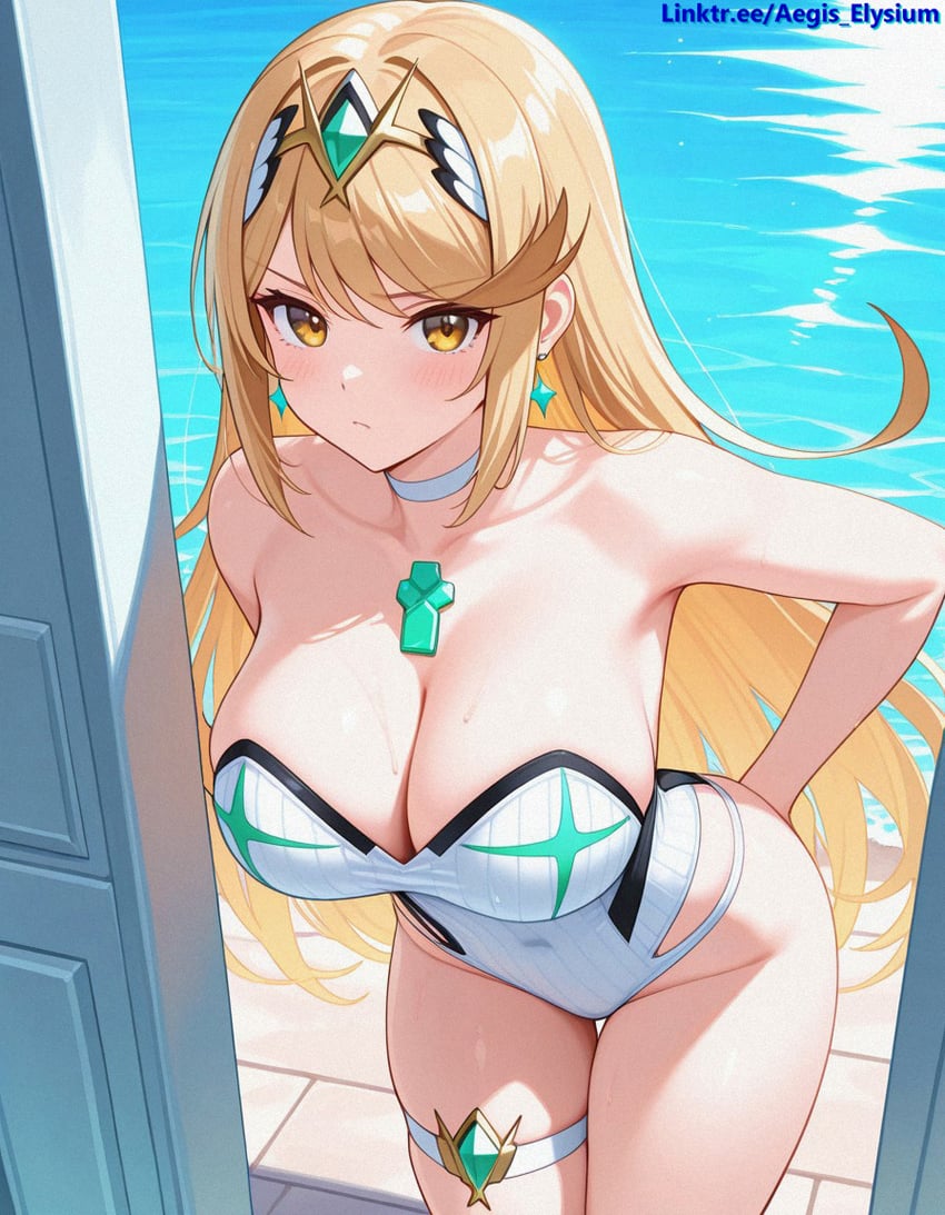 mythra (xenoblade chronicles and 1 more) drawn by aegis_elysium