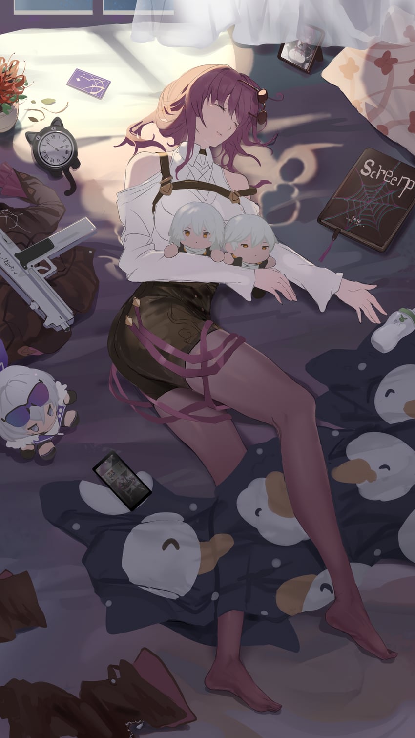 trailblazer, stelle, kafka, caelus, and silver wolf (honkai and 1 more) drawn by nyu_aro