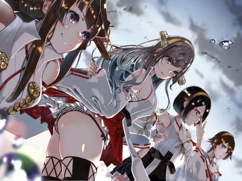 kongou, haruna, hiei, kirishima, kongou kai ni, and 3 more (kantai collection) drawn by taki_rentaro