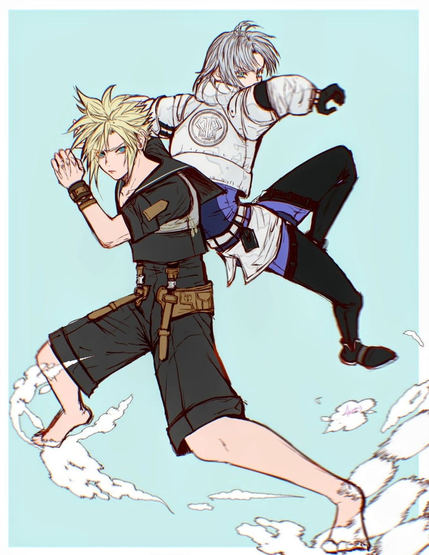 cloud strife and sephiroth (final fantasy and 2 more) drawn by shinogu_r