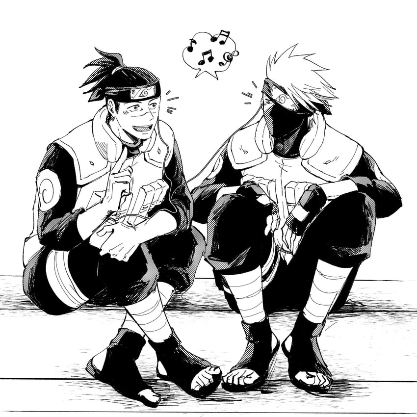 hatake kakashi and umino iruka (naruto) drawn by nino_(ninninnino)