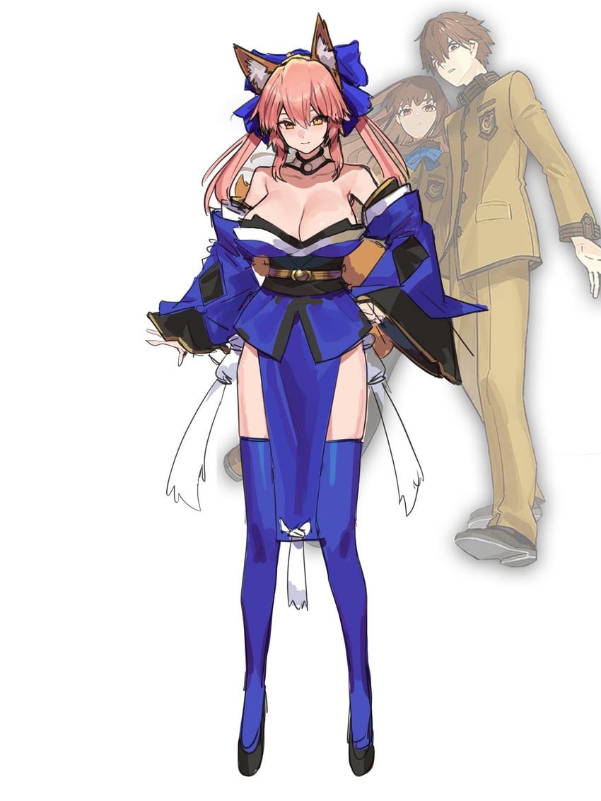 tamamo, tamamo no mae, and kishinami hakuno (fate and 1 more) drawn by kurowanjjyang
