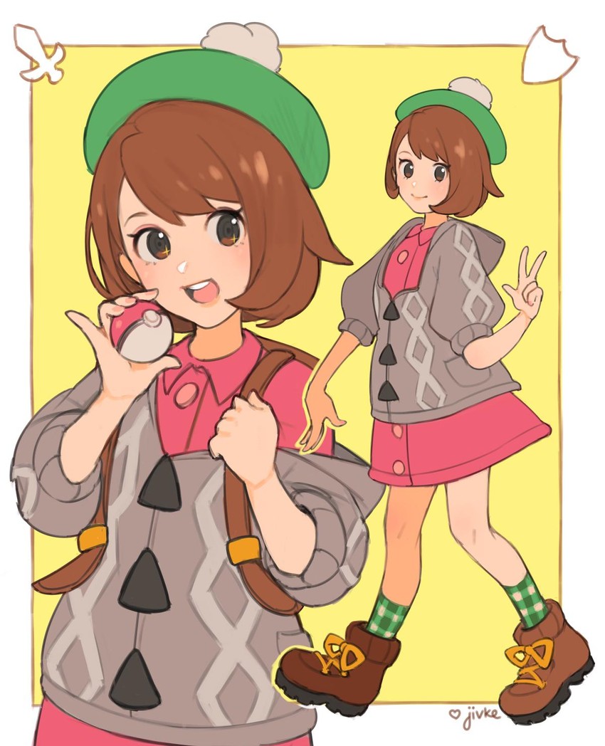 gloria (pokemon and 1 more) drawn by jivke
