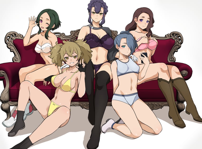 sabina fardin, renee costa, maisie may, ireesha plano, and henao jazz (gundam and 1 more) drawn by haruhisky