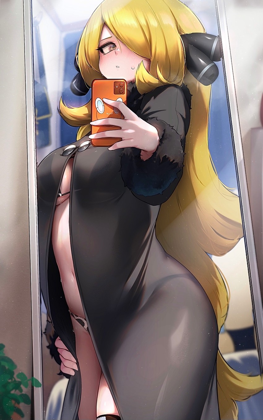 cynthia (pokemon and 1 more) drawn by kashu_(hizake)