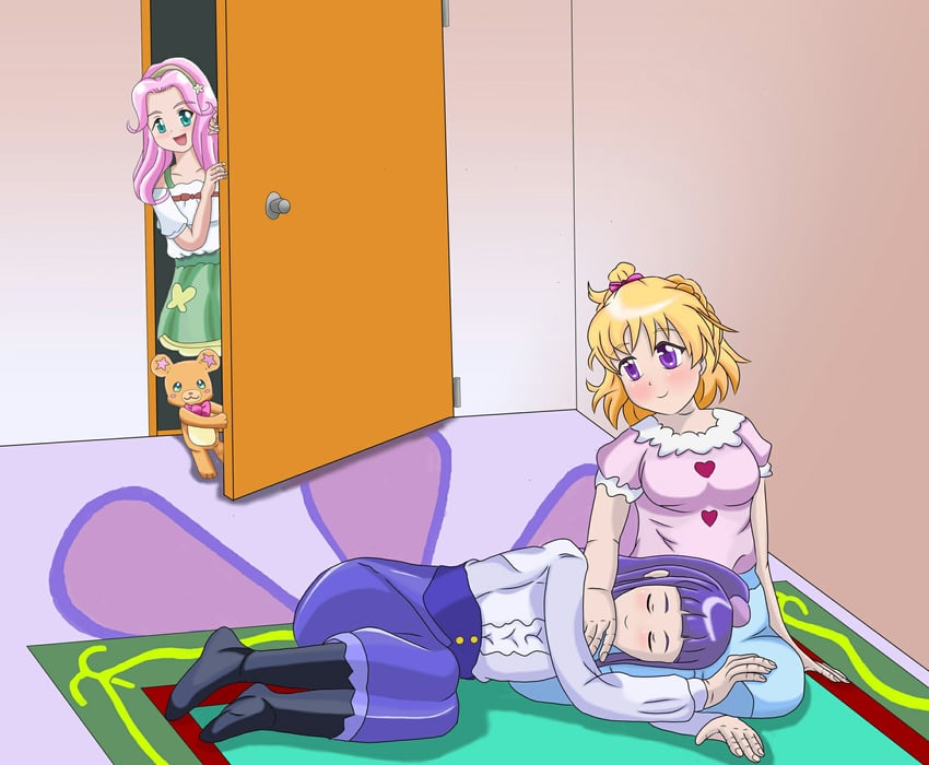 asahina mirai, izayoi liko, hanami kotoha, and mofurun (precure and 1 more) drawn by yuno83