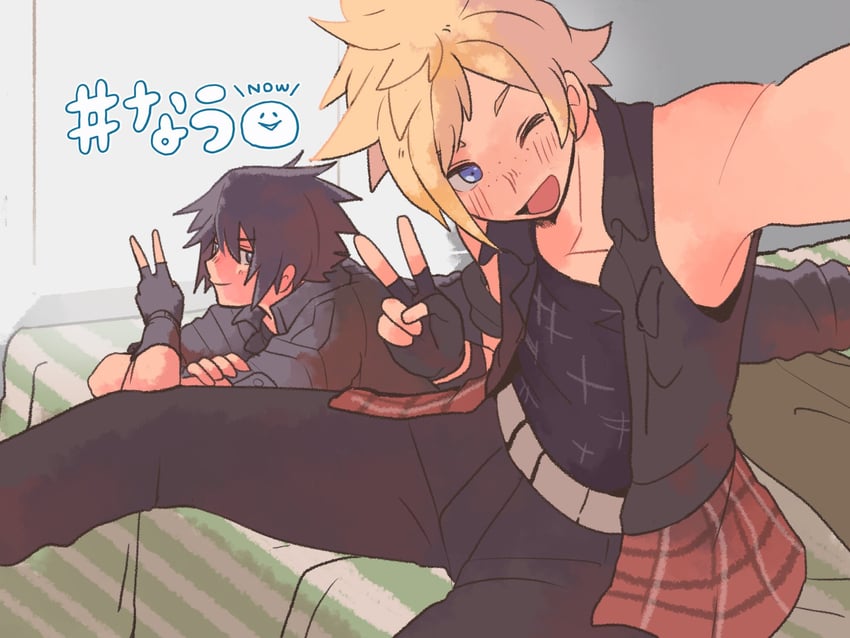 noctis lucis caelum and prompto argentum (final fantasy and 1 more) drawn by tasituma2