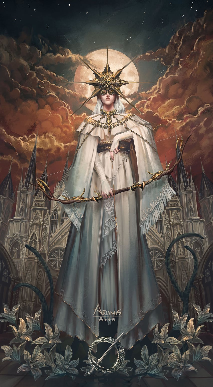 dark sun gwyndolin (dark souls and 1 more) drawn by ariamis_arts