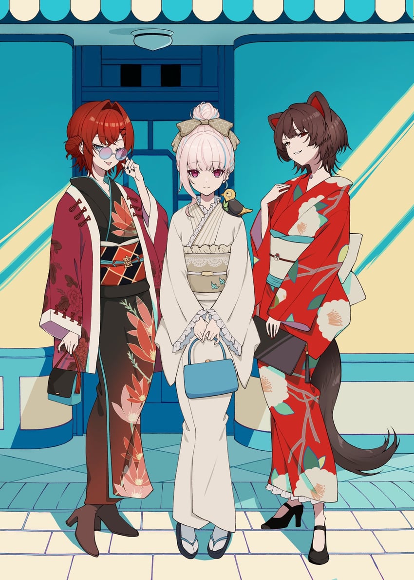 lize helesta, ange katrina, inui toko, and sebastian piyodore (nijisanji) drawn by haruwo