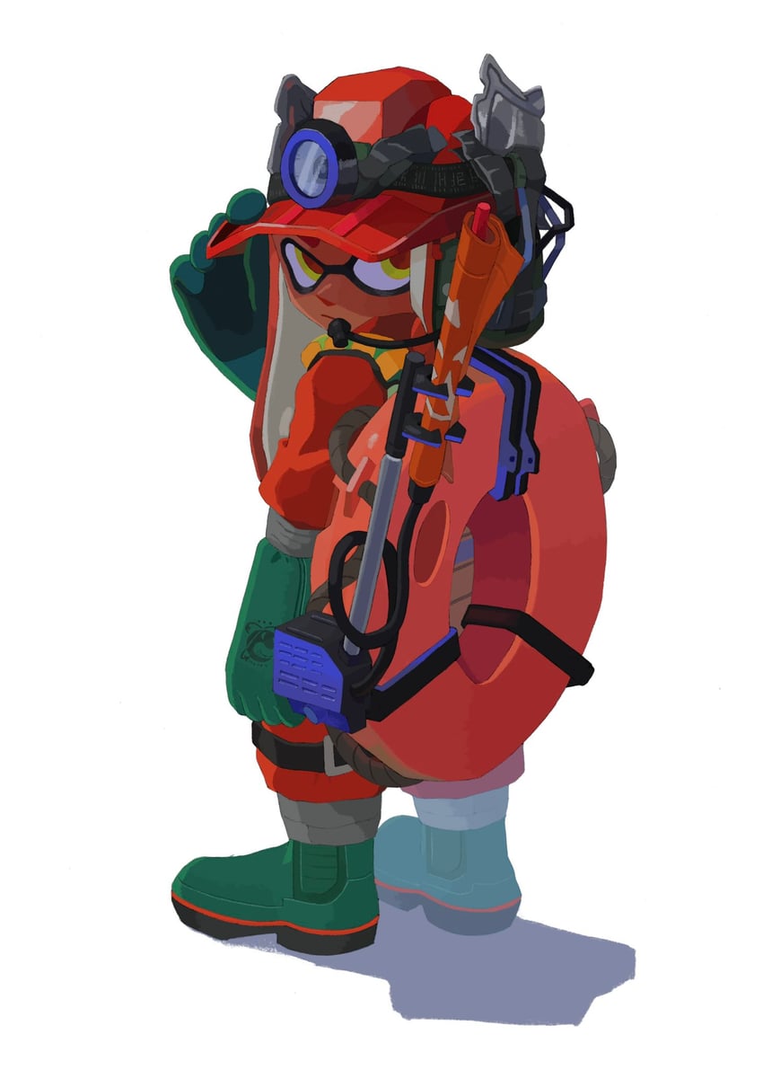 inkling player character and inkling girl (splatoon) drawn by hyper_chikuwabu