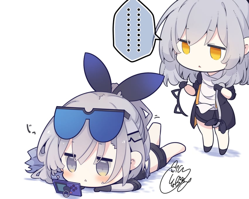 trailblazer, stelle, and silver wolf (honkai and 1 more) drawn by beni_shake