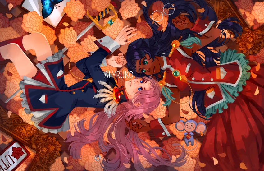 tenjou utena, himemiya anthy, and chu chu (shoujo kakumei utena) drawn by alyruko