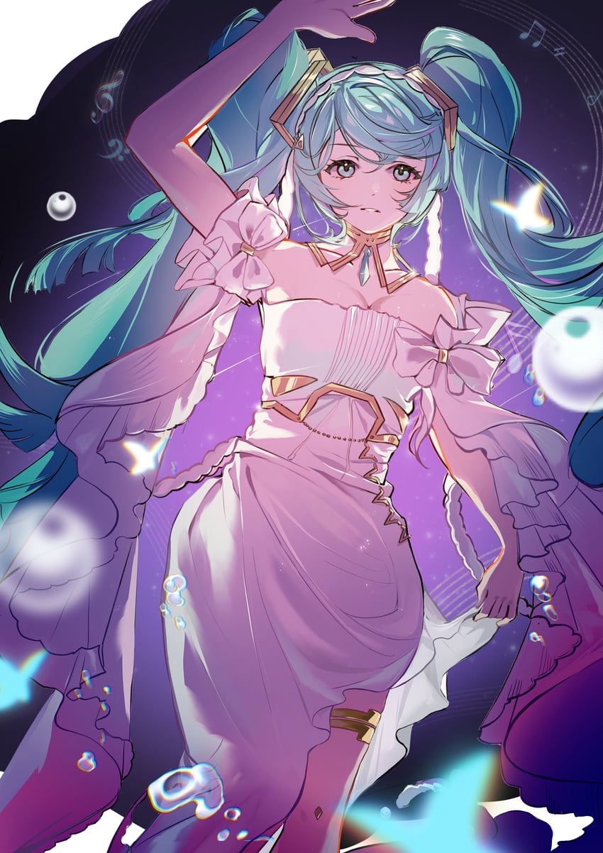 hatsune miku and muse of creation miku (vocaloid) drawn by gushi_(pixiv_110264723)