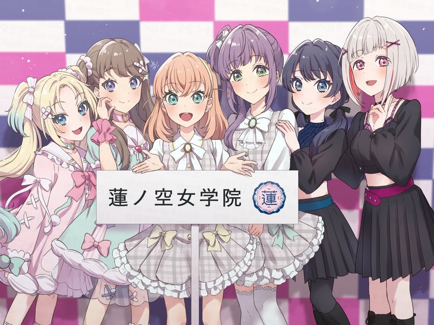 hinoshita kaho, fujishima megumi, otomune kozue, murano sayaka, yugiri tsuzuri, and 1 more (love live! and 1 more) drawn by kyaku_tasu
