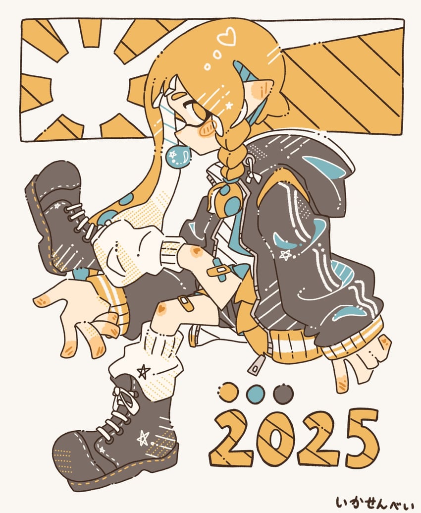 inkling player character and inkling girl (splatoon and 1 more) drawn by ikasenbei_414