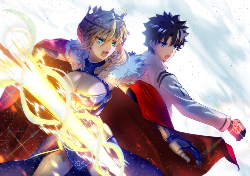artoria pendragon and fujimaru ritsuka (fate and 1 more) drawn by toomishou