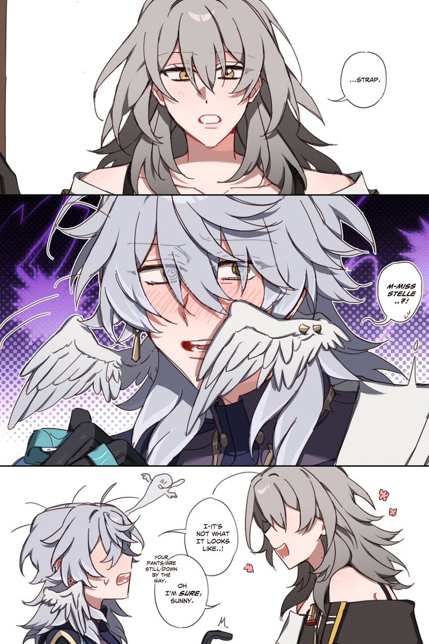 trailblazer, stelle, and sunday (honkai and 1 more) drawn by majunjuu
