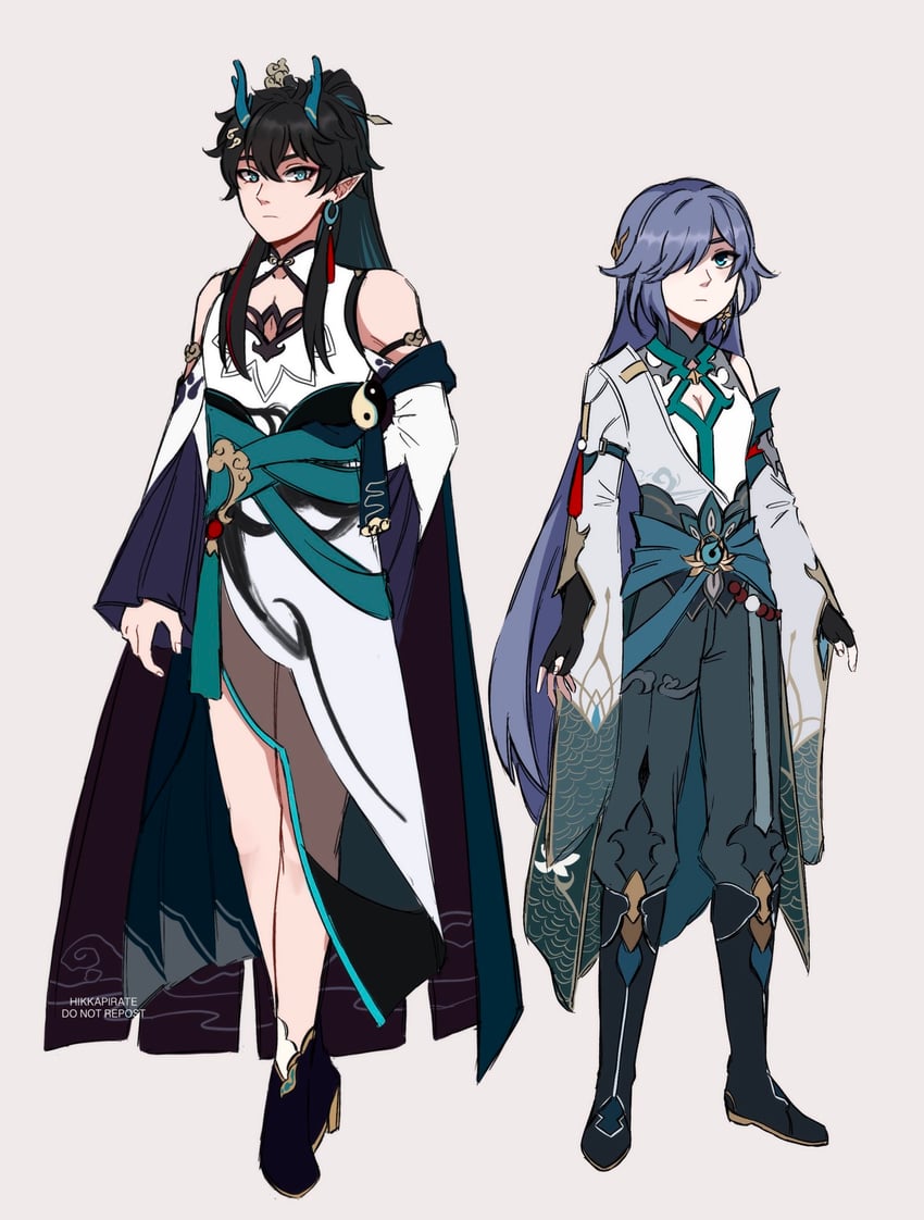 fu hua and dan heng (honkai and 2 more) drawn by kairusha