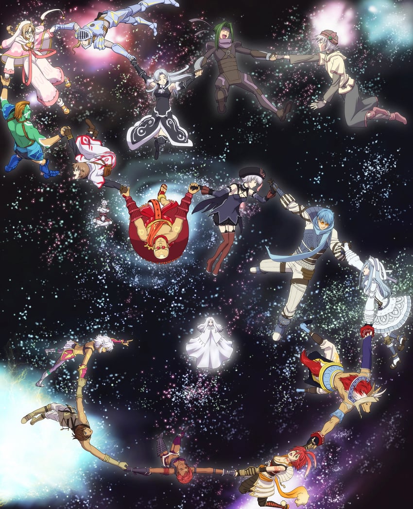alkaid, black rose, tsukasa, shino, aura, and 13 more (.hack// and 6 more) drawn by hena3