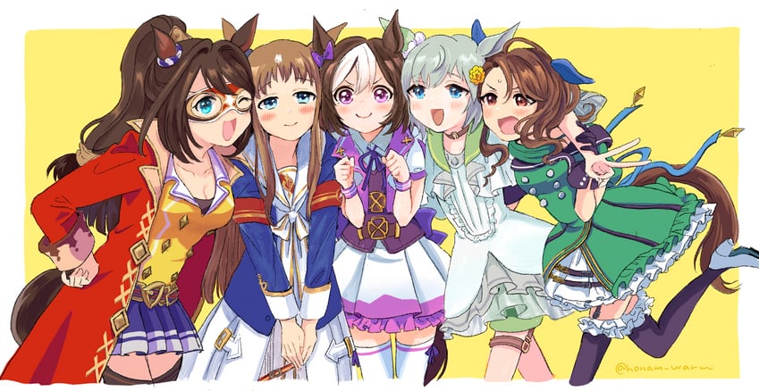 special week, king halo, seiun sky, grass wonder, and el condor pasa (umamusume) drawn by inaho_soji